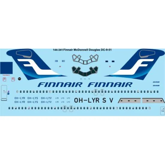 26decals 144-341 1/144 Finnair Dc-9-50 Laser Decal