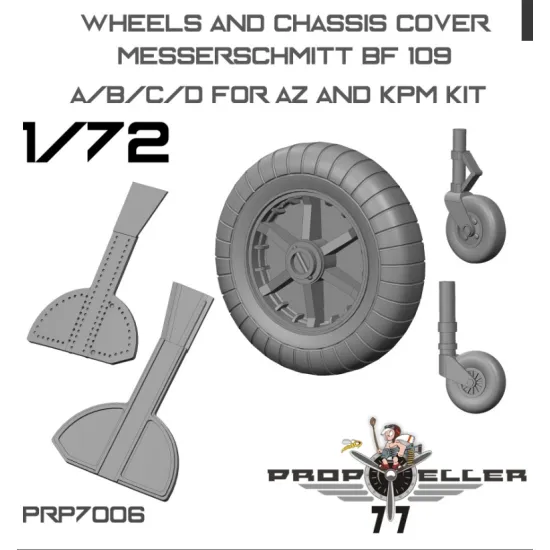 77propeller Prp7006 1/72 Wheels And Chassis Cover Messerschmitt Bf 109 A/B/C/D For Az And Kpm Kit