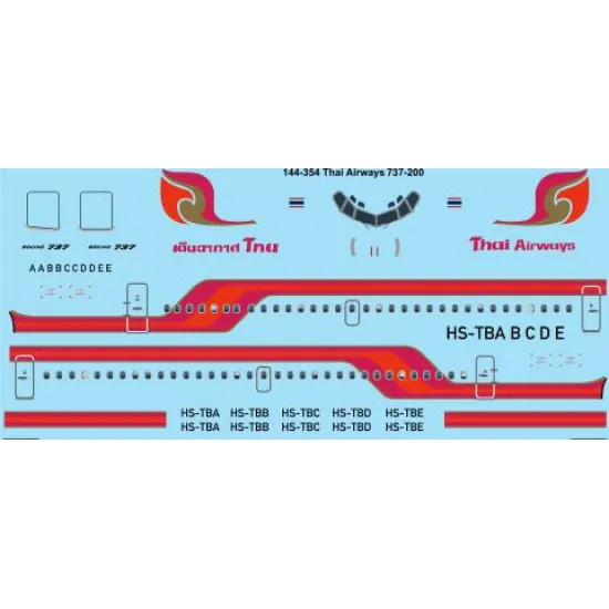 26decals 144-354 1/144 Thai Airways Boeing 737-20 Laser Decal