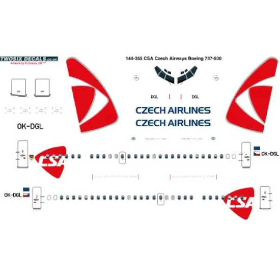 26decals 144-355 1/144 Csa New Boeing 737-500 Laser Decal
