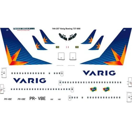26decals 144-357 1/144 Varig New Boeing 737-800 Laser Decal