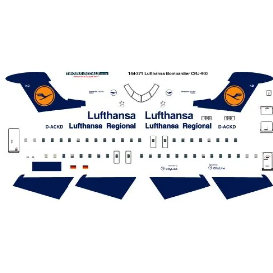 26decals 144-371 1/144 Lufthansa Crj-900 Laser Decal