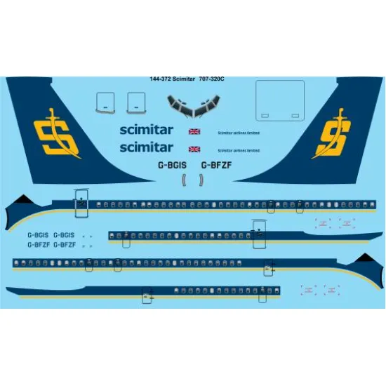 26decals 144-372 1/144 Scimitar Cargo Boeing 707-320c Laser Decal
