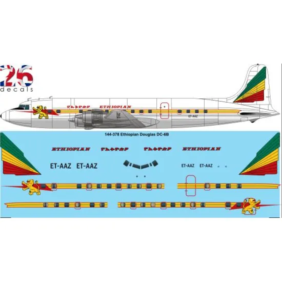 26decals 144-378 1/144 Ethiopian Douglas Dc-6b Laser Decal