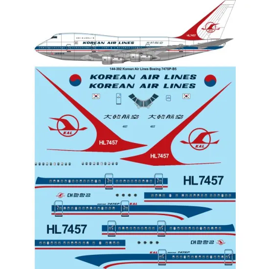 26decals 144-382 1/144 Korean Air Lines Boeing 747sp Laser Decal