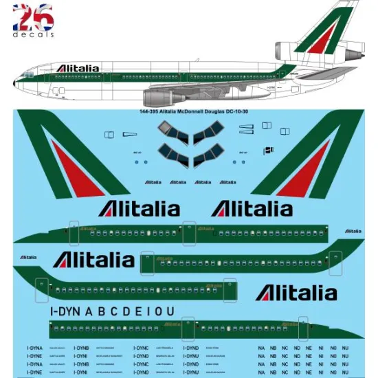26decals 144-395 1/144 Alitalia Dc-10-30 Laser Decal