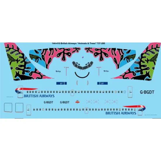 26decals 144-410 1/144 Ba Animals And Trees Boeing 737-200 Laser Decal