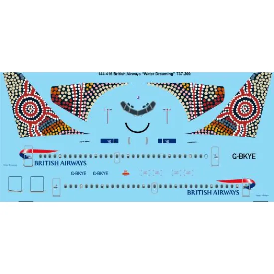 26decals 144-416 1/144 Ba Water Dreaming Boeing 737-200 Laser Decal