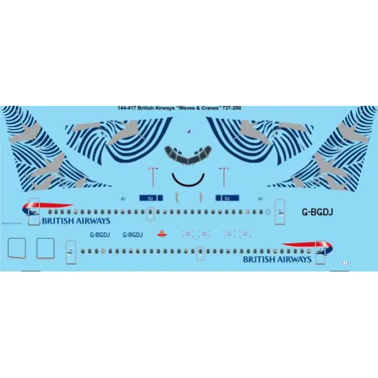 26decals 144-417 1/144 Ba Waves And Cranes Boeing 737-200 Laser Decal