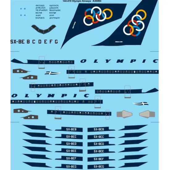 26decals 144-419 1/144 Olympic Airways Airbus A300b4 Laser Decal