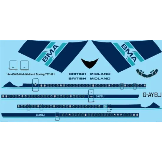 26decals 144-436 1/144 Bma Boeing 707-321 Laser Decal