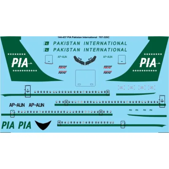 26decals 144-437 1/144 Pia Boeing 707-320c Laser Decal
