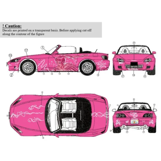 Uscp 24a063 1/24 Honda S2000 Pink F F2 Suki Decal Accessories Kit
