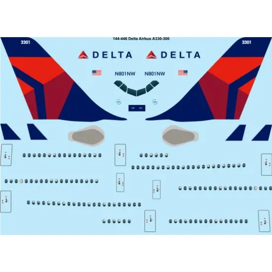 26decals 144-446 1/144 Delta Airbus A330-300 Laser Decal