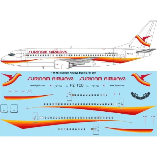 26decals 144-463 1/144 Surinam Boeing 737-300 Laser Decal