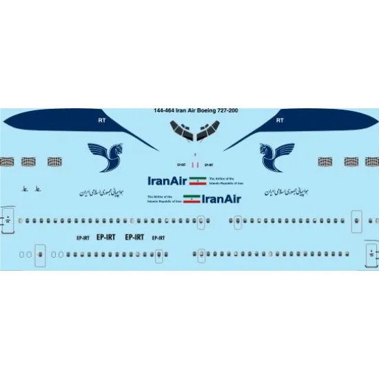 26decals 144-464 1/144 Iran Air Current Boeing 727-200 Laser Decal