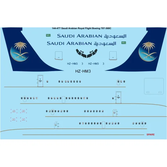 26decals 144-477 1/144 Saudi Boeing 707-320c Laser Decal