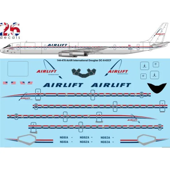 26decals 144-478 1/144 Airlift Douglas Dc-8-61 Laser Decal
