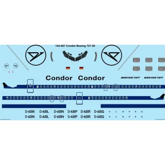26decals 144-487 1/144 Condor Boeing 727-30 Laser Decal