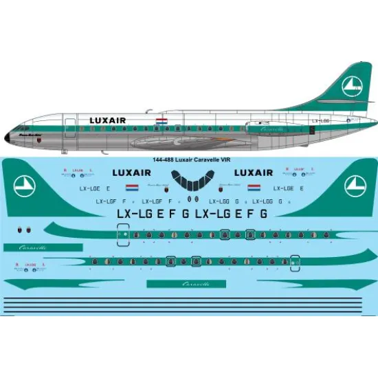 26decals 144-488 1/144 Luxair Caravelle Vir Laser Decal