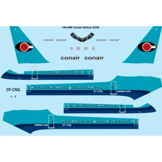 26decals 144-496 1/144 Conair Airbus A320 Laser Decal