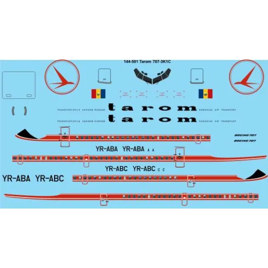 26decals 144-501 1/144 Tarom Boeing 707-320c Laser Decal