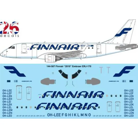26decals 144-507 1/144 Finnair 2010 Embraer Erj-170 Laser Decal