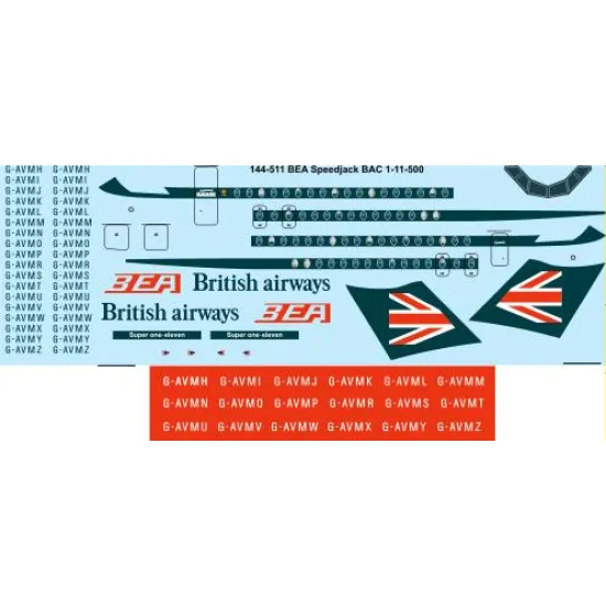 26decals 144-511 1/144 Bea Speedjack Bac 1-11-500 Laser Decal