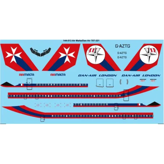 26decals 144-513 1/144 Air Malta Boeing 707-321 Laser Decal