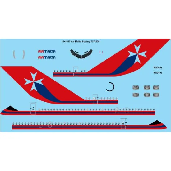 26decals 144-517 1/144 Air Malta Boeing 727-200 Laser Decal