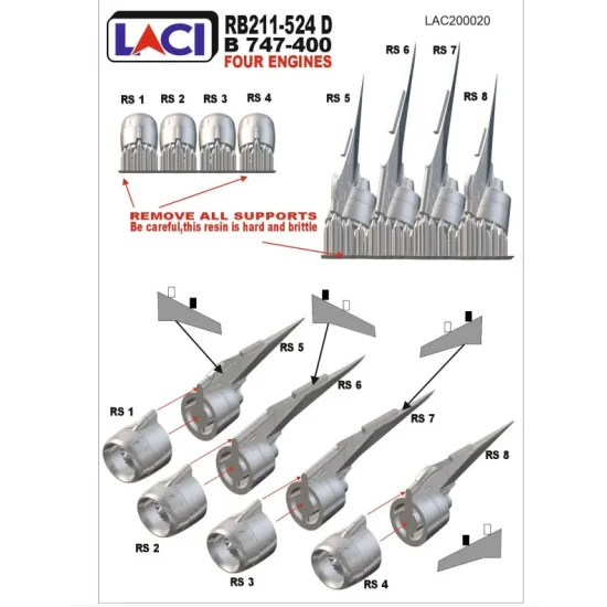 Laci 200020 1/200 Rb211-524 D4 For Boeing 747-200 Hasegawa