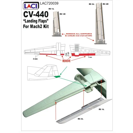 Laci 720039 1/72 Convair Cv-440 Landing Flaps For Mach2 Resin Model