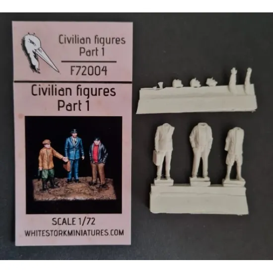 White Stork Miniatures F72004 1/72 Civilian Figures Part 1 Resin, Unpainted, Unassembled Kit