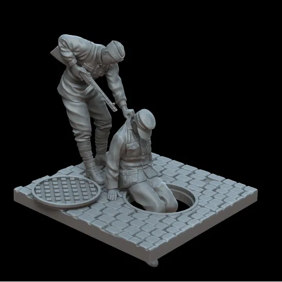 White Stork Miniatures F72026 1/72 Soviet And German Soldiers Ww2 Come Out Resin Unpainted Unassembled Kit