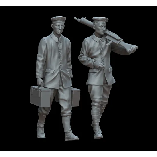 White Stork Miniatures F72039 1/72 Wwi German Soldiers With Mg 08/15 Resin Unassembled Unpainted