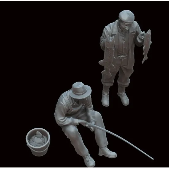 White Stork Miniatures F72054 1/72 Fishermen Resin Unassembled Unpainted Kit