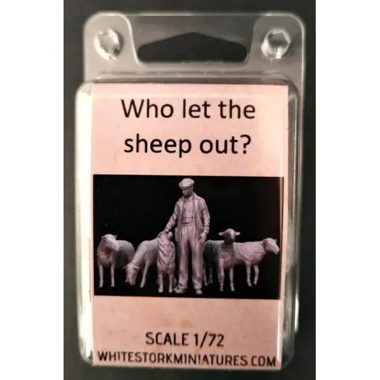 White Stork Miniatures F72060 1/72 Shepherd And Sheep Who Let The Sheep Out Resin Unassembled Unpainted