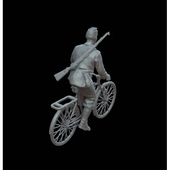 White Stork Miniatures F72149 1/72 German Soldier On A Bicycle Resin Unassembled Unpainted