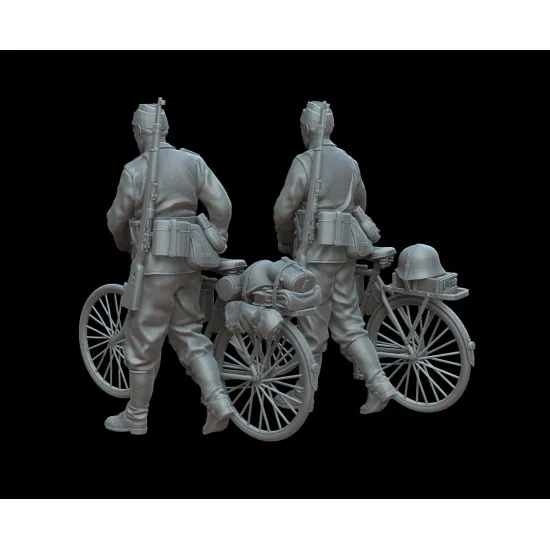 White Stork Miniatures F72154 1/72 German Soldiers With Bicycles 1939-1941 Resin Unassembled Unpainted