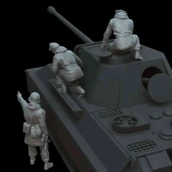 White Stork Miniatures F72160 1/72 Panther Crew On Recon Resin Unassembled Kit