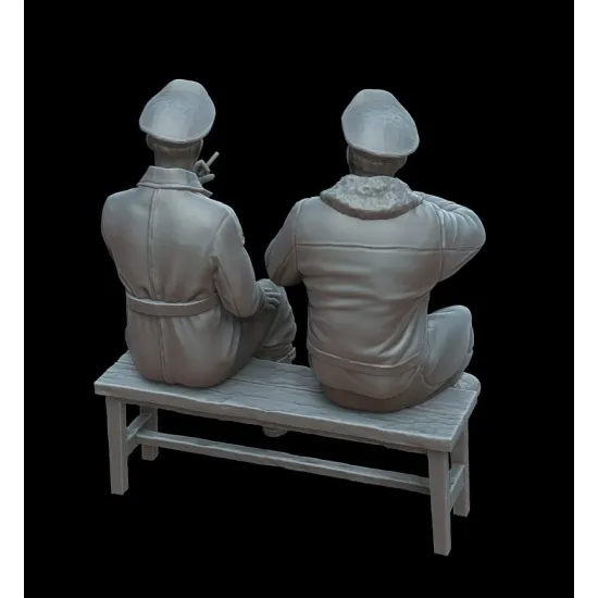 White Stork Miniatures F72162 1/72 German Pilots On The Bench Resin Unassembled Unpainted