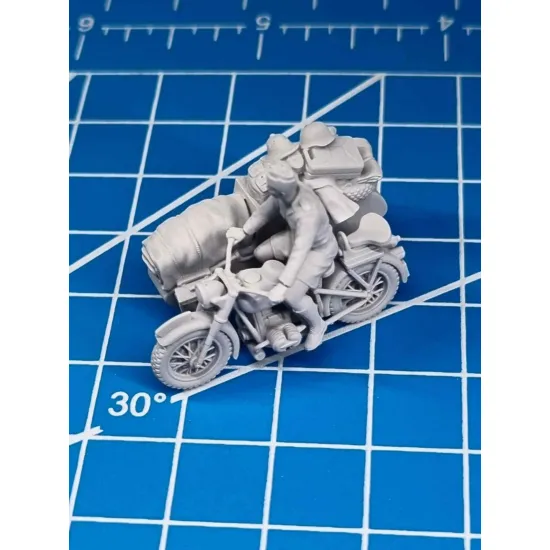 White Stork Miniatures M72004 1/72 Bmw R75 With Sidecar And Dak Soldier Resin Unassembled Upainted Kit