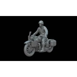 Wwhite Stork Miniatures M72005 1/72 Wla Motorcycle With Us Soldier Resin Upainted Kit