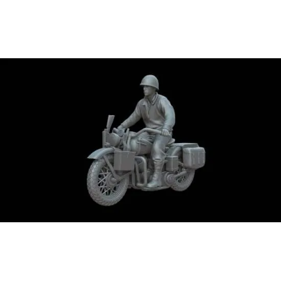 Wwhite Stork Miniatures M72005 1/72 Wla Motorcycle With Us Soldier Resin Upainted Kit