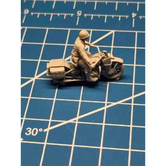 Wwhite Stork Miniatures M72005 1/72 Wla Motorcycle With Us Soldier Resin Upainted Kit