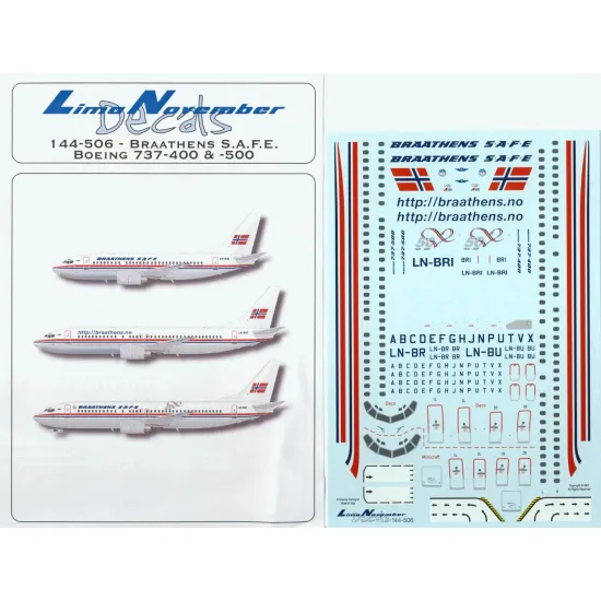Lima November Decals 144-506 1/144 Nbraathens Safe, Boeing 737-400/500