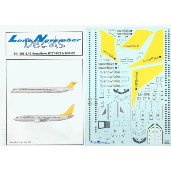 Lima November Decals 144-508 1/144 Sas Snowflake, Boeing 737-883 And Md-82