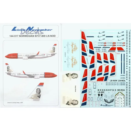 Lima November Decals 144-517 1/144 Norwegian, Ln-nod Sonja Henie Boeing 737-800
