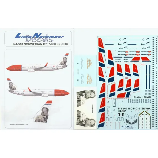 Lima November Decals 144-518 1/144 Norwegian Ln-nog Henrik Ibsen Boeing 737-800