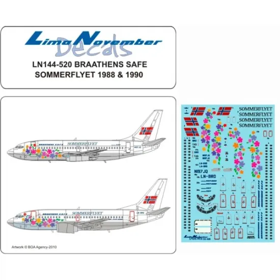 Lima November Decals 144-520 1/144 Braathens Safe Sommerflyet Boeing B737-200/500